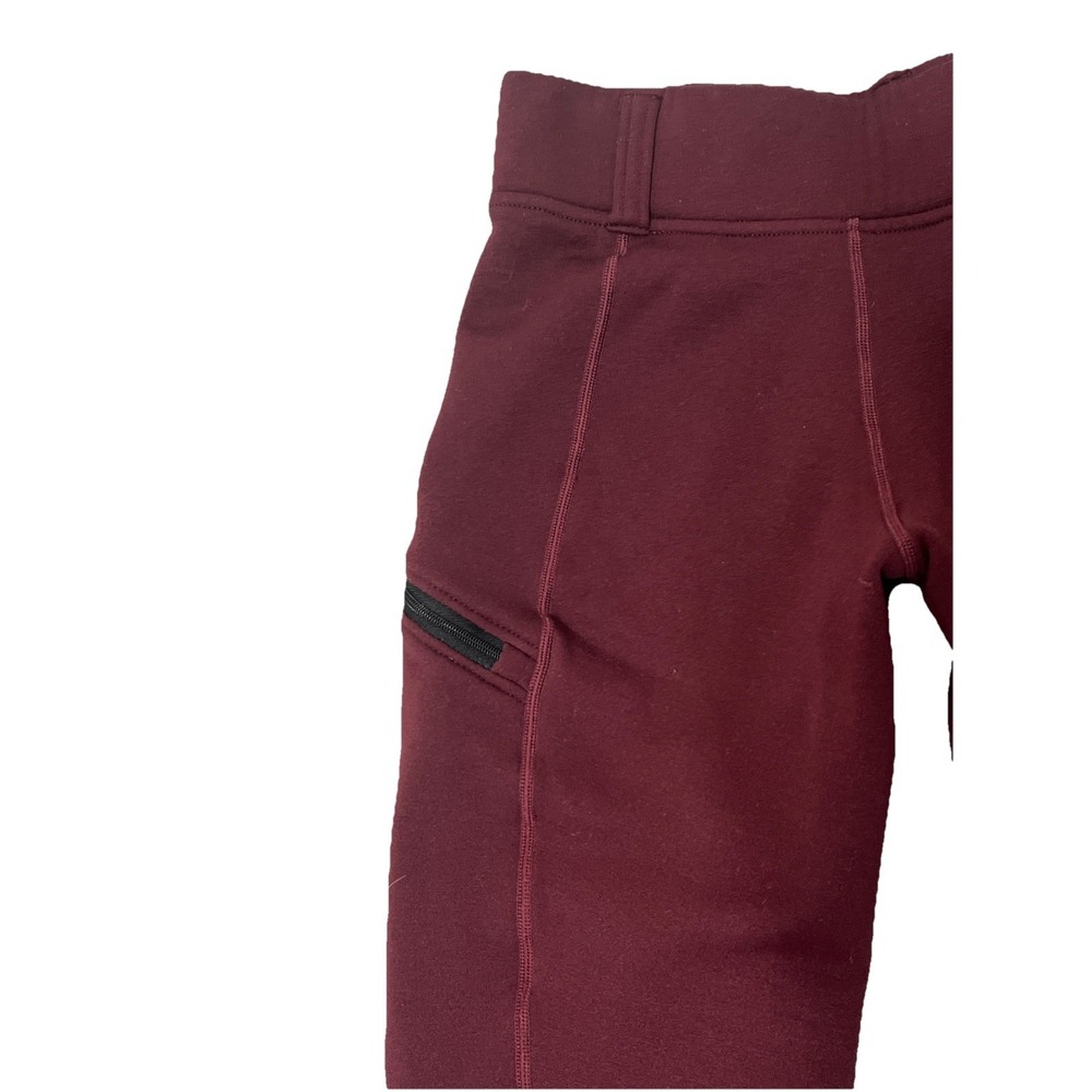 Kerrits Wine Power Stretch Fleece Knee Patch Pocket Riding Tights (M) MSRP $139 - Picture 4 of 10